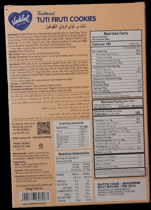 VADILAL - TUTI FRUTI - 200GM